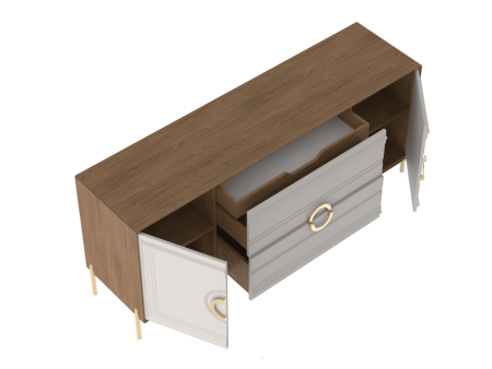 Комод широкий, Палермо (1824*472*782) Дуб Каселла коричневый/Экокожа Мокко, 12807