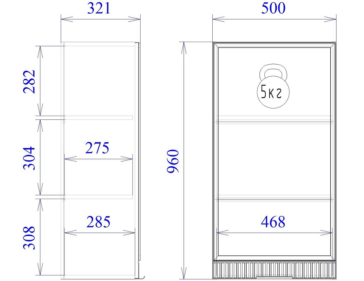 Шкаф 960 ШГ-50, Берта (500*321*960) Светлый Мокко, 22953