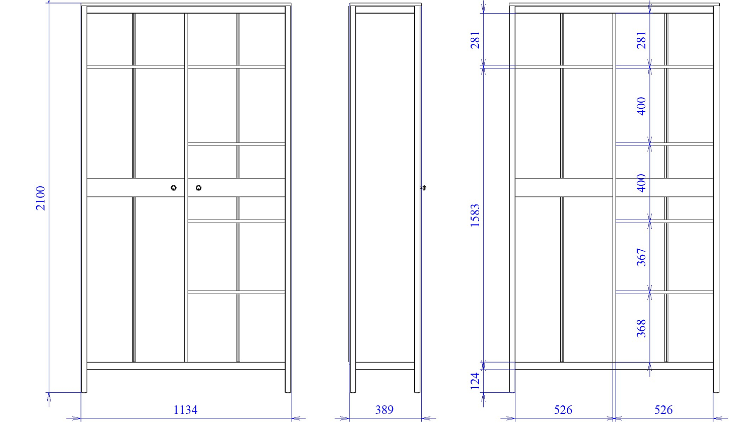 Шкаф для одежды 2-х дверный с зеркальными дверями, Фрея (1134*389*2104) Белый