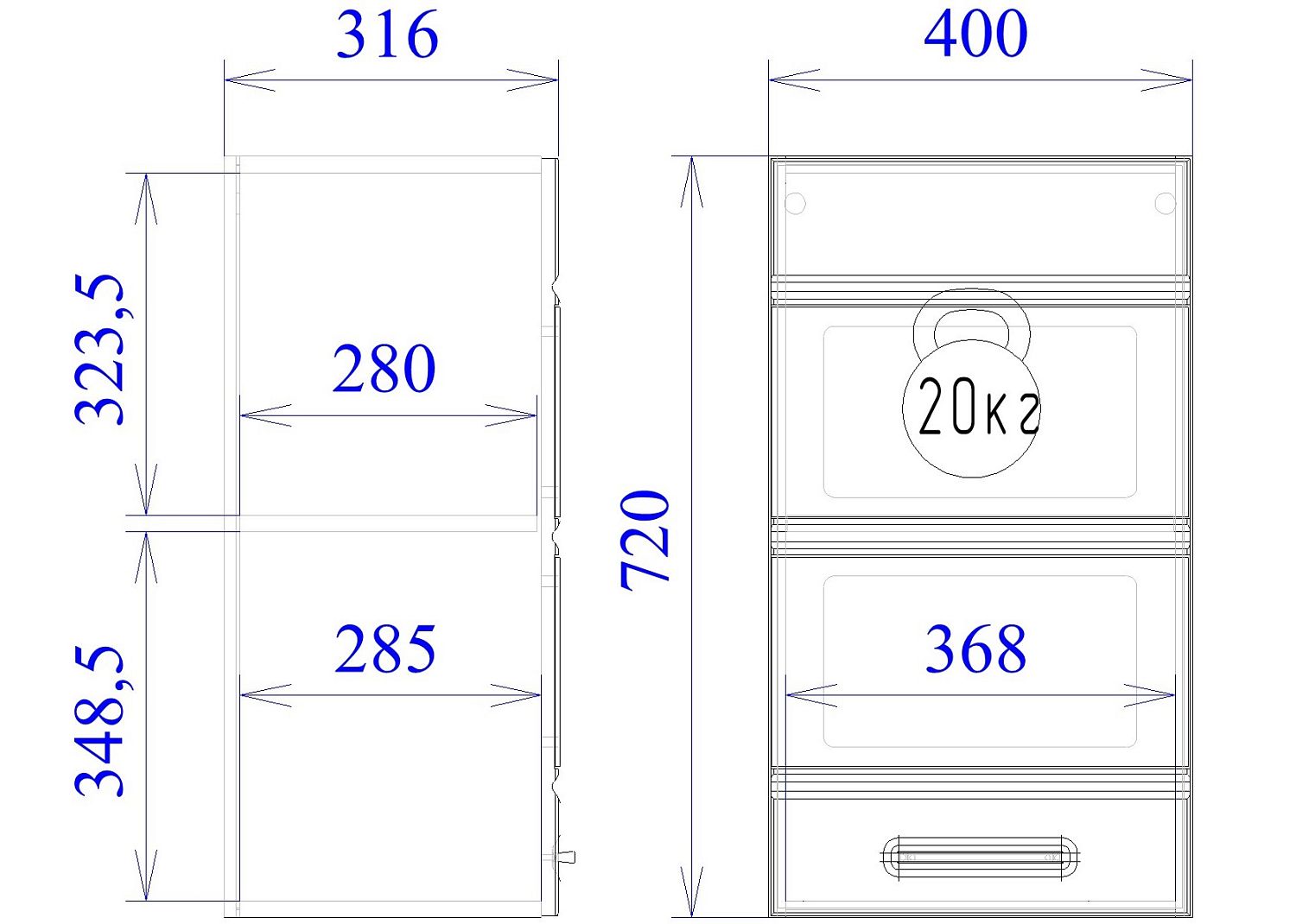 Шкаф со стеклом ШСТ-40, Канзас (400*320*720) Капучино Софт, 20927