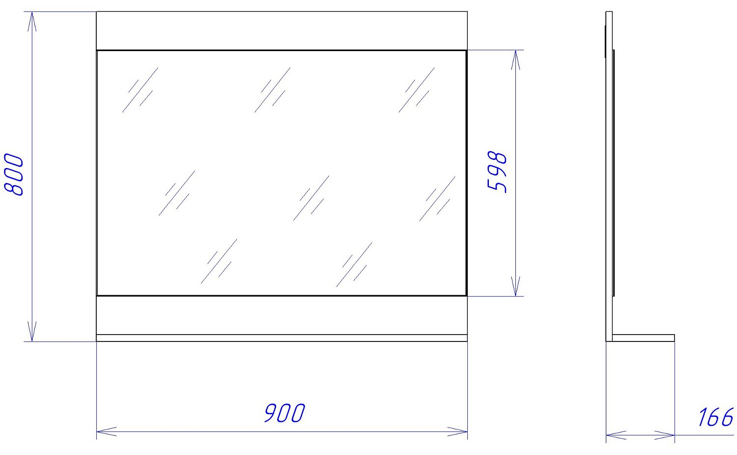 Зеркало 900 ПХ-8, Ханна (900*166*800) Ясень Таормино, 50208