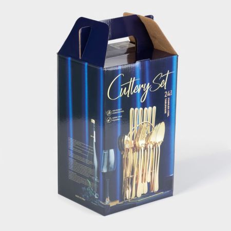 Столовые приборы из нержавеющей стали «Классика»,  24 предмета, на подставке, толщина 1,2 мм Серебряный, 567389