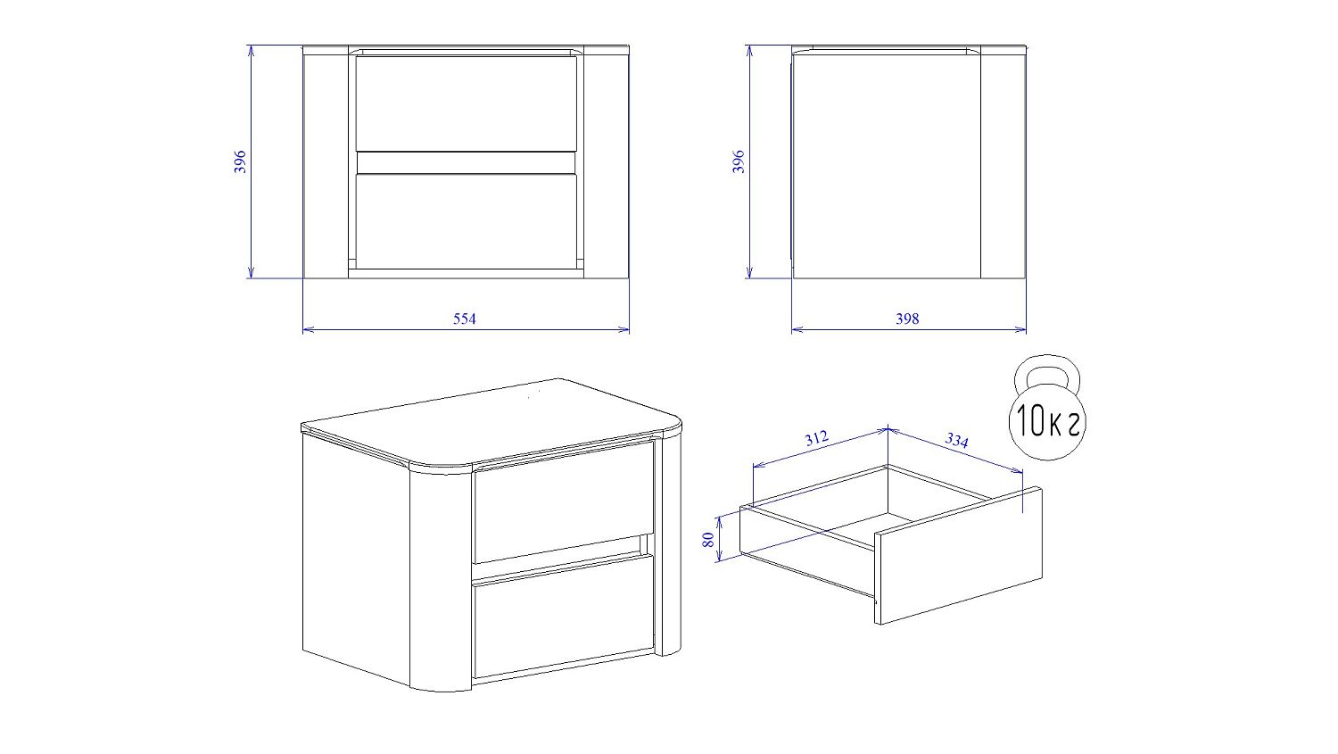 Тумба прикроватная, Лацио (554*398*396) Серый камень, 11006
