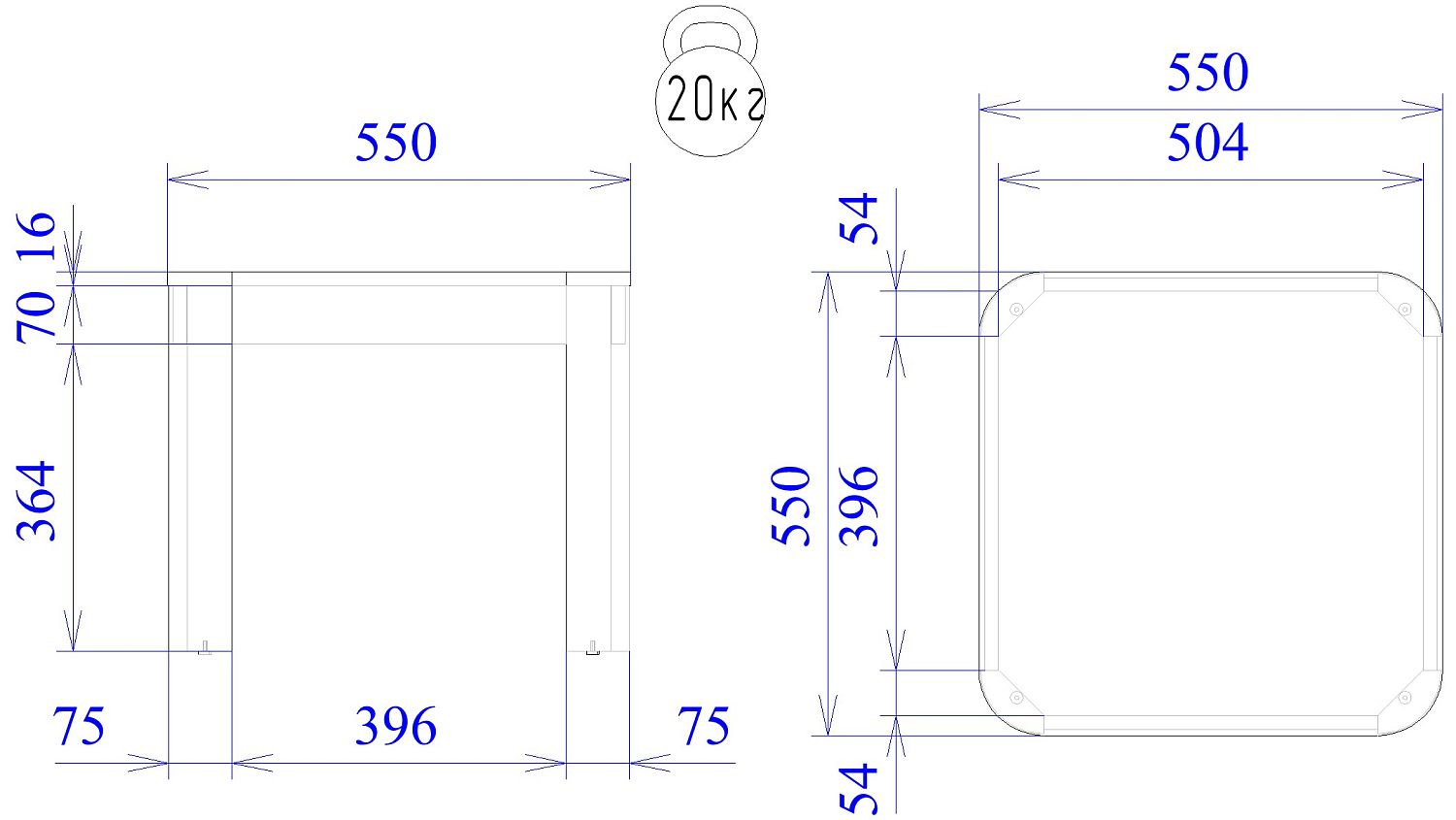 Стол журнальный, Квадро (550*550*450) Дуб Палермо/Серый камень , 61006