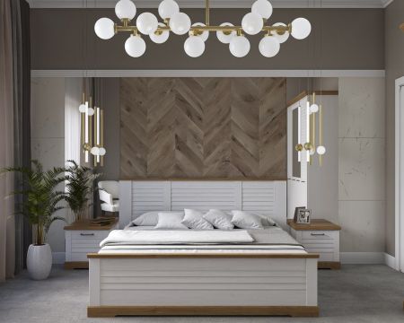 Кровать  1600, Кантри (1880*2095*1008) Сосна Андерсен, Орех Риббек натуральный, 11504