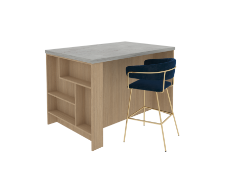 Остров 1200 с полкой и столешницей, Женева, Серый Каспий 3087