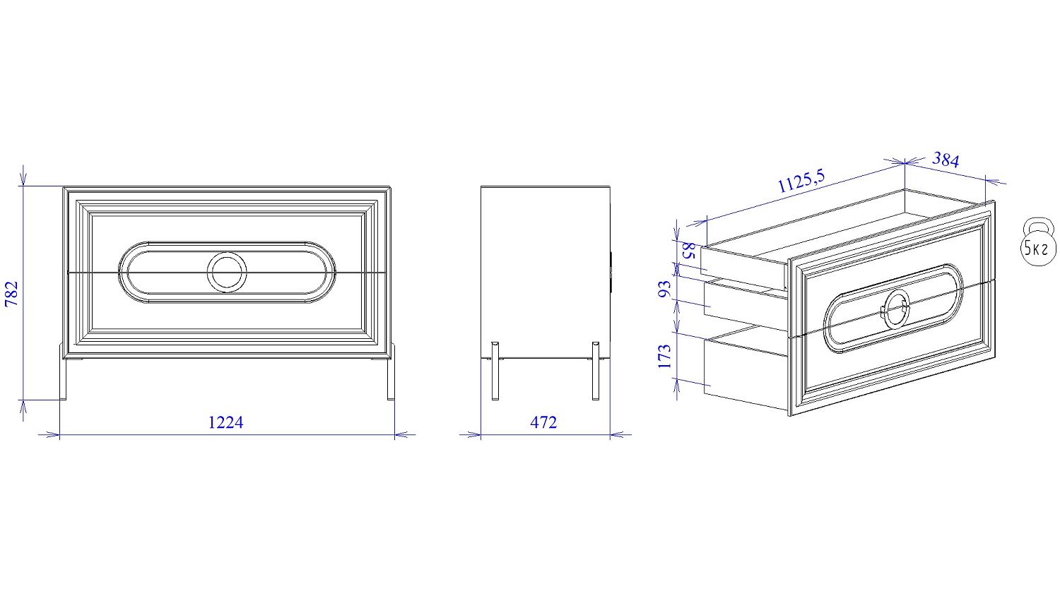 Комод, Палермо (1224*472*782) Дуб Каселла коричневый/Экокожа Мокко, 12806