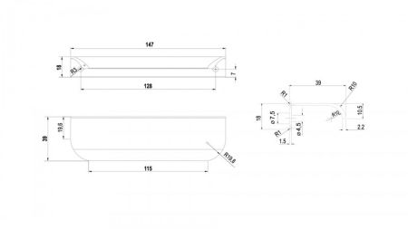Мебельная ручка, RT110SG.1/128/150