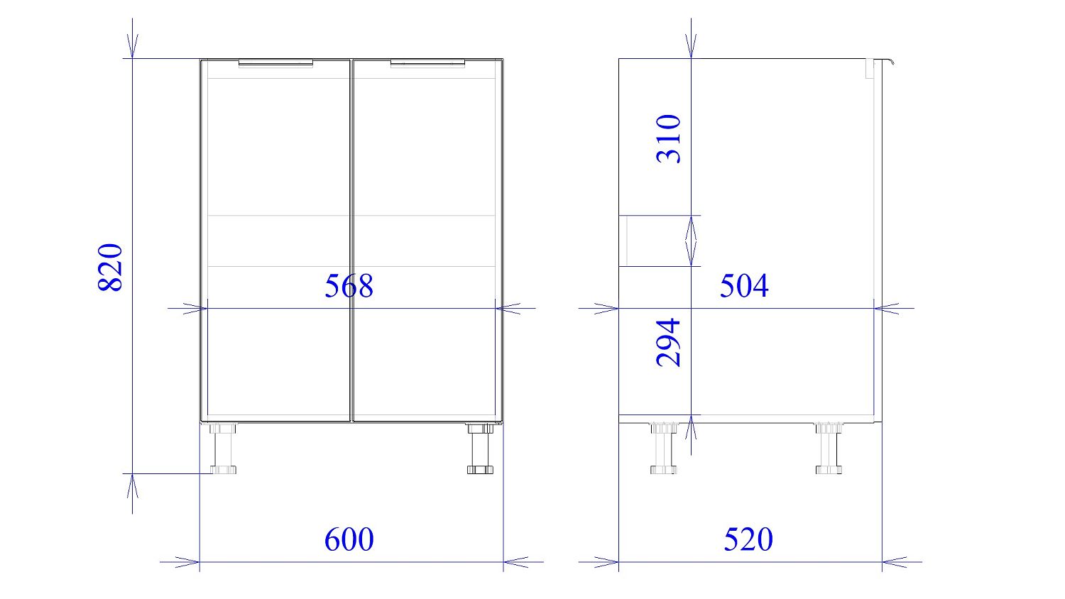Стол под мойку 2-х дверный СМ-60, Монза (600*520*820) Экокожа Бежевый, 23110