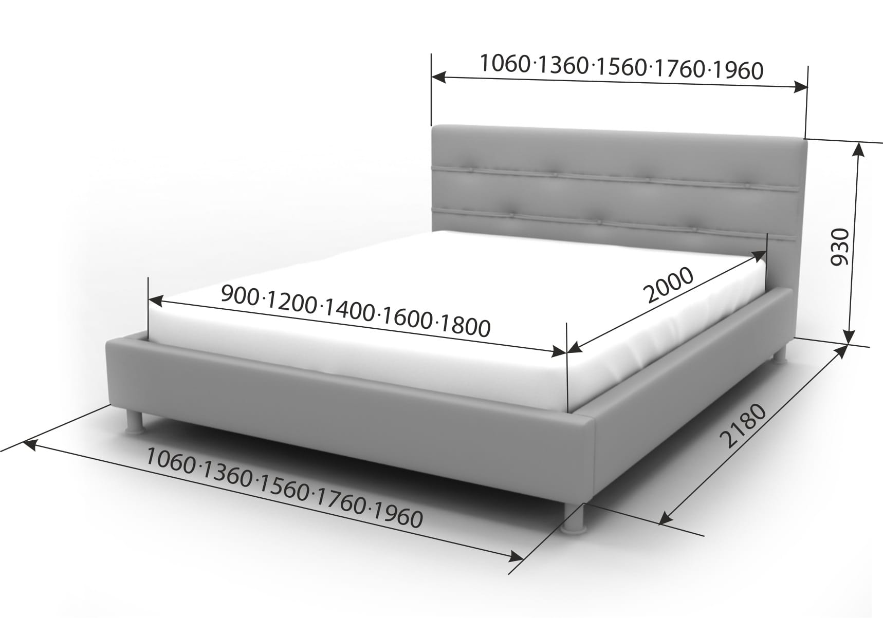 Высота спального места кровати от пола до матраса